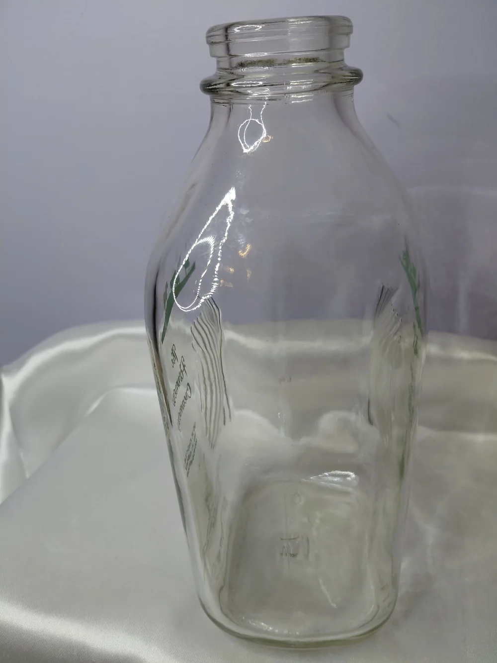 Glass Milk Bottle - Green Print